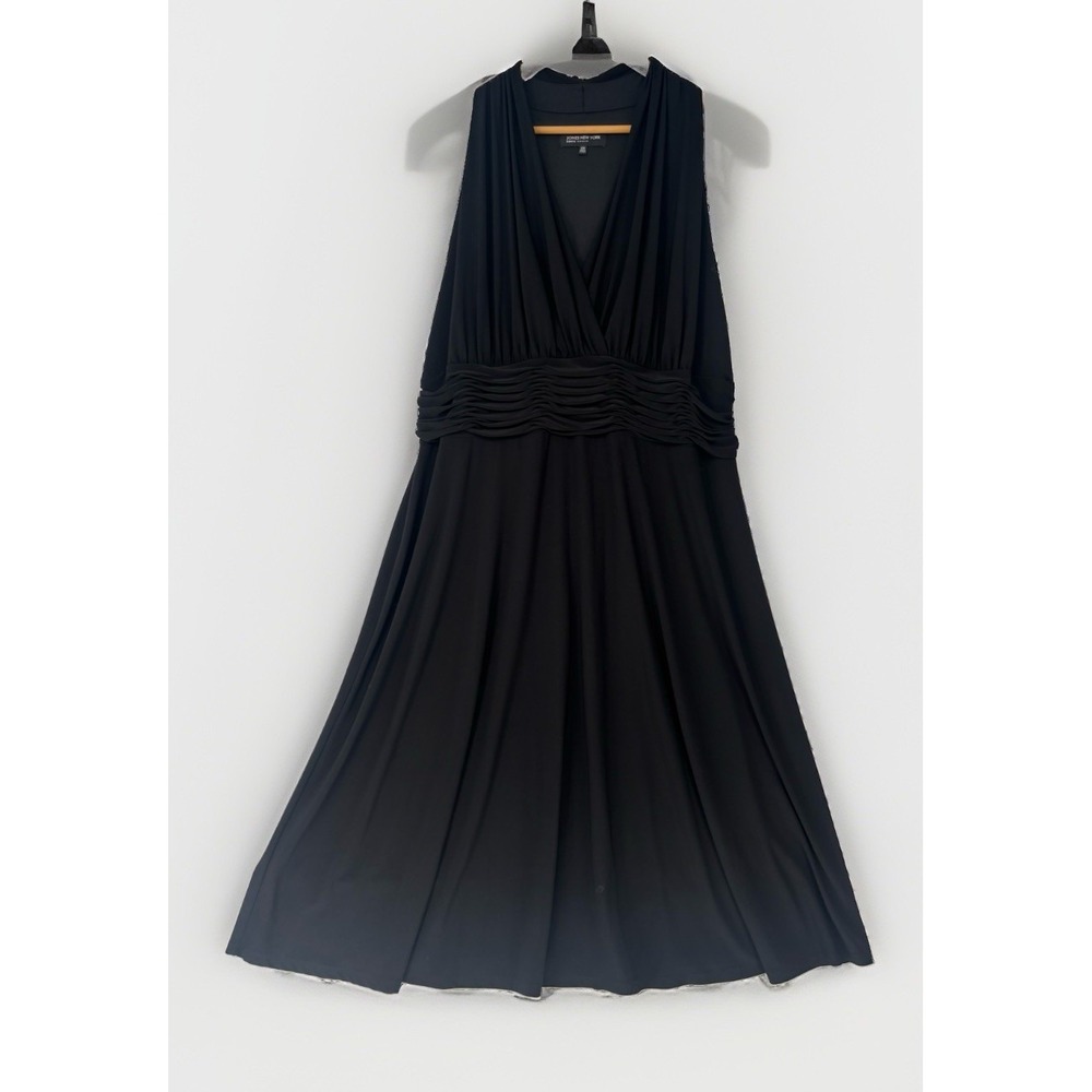 Jones NY Halter Dress Women's 22 Black Ruched Sliming Waist Fit Flare Sexy